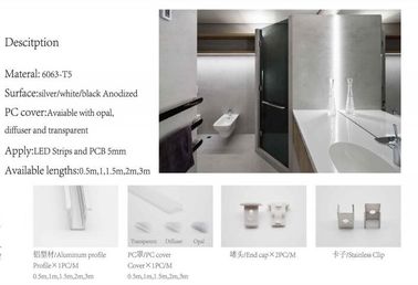 Custom Led Strip Light Aluminum Channel Profiles For Door / Window / Floor