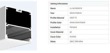 Surface Suspension Mounted Aluminum LED Profile Alloy 6063 Alu Extrusion Profile with CE Rohs
